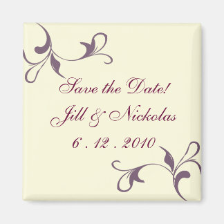 Cream and Lavender art nouveau design magnet