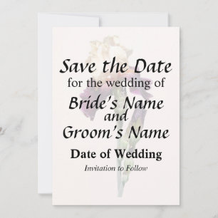 Cream and Maroon Iris and Buds Save The Date