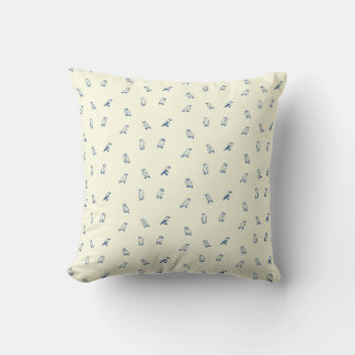 Cream and Navy Arctic Bird Pattern with Puffins Cushion
