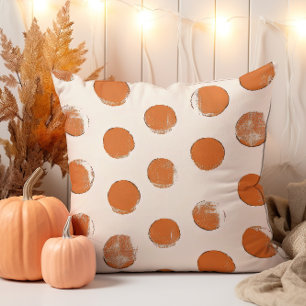 Cream and Orange Dot Stamp Pattern Cushion