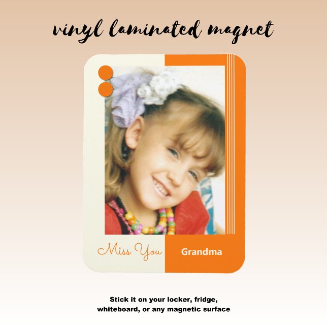 Cream and orange miss you grandma photo magnet (Creator Uploaded)