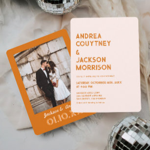 Cream and  Orange Retro Boho Wedding Invitation