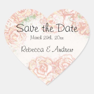 Cream and Pink Roses Save the Date Sticker