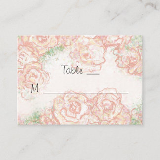 Cream and Pink Roses Wedding Place Cards