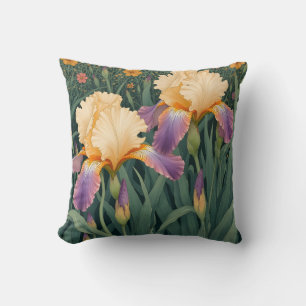 Cream and Purple Iris Cushion