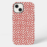 Cream And Red Abstract Line Pattern