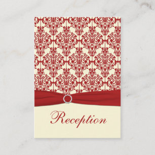 Cream and Red Damask Enclosure Card