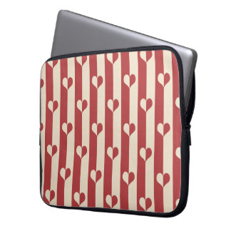 Cream and Red Hearts Striped Electronics Sleeves