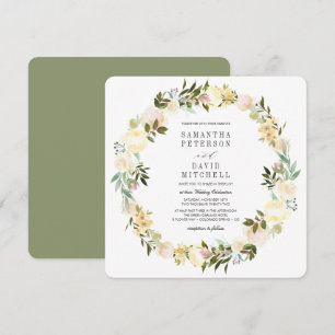 Cream and Sage   Botanical Garland Floral Wedding Invitation
