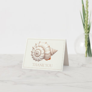 Cream and Tan Coastal Seashell Personalied Thank You Card
