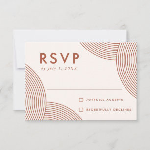 Cream and Terracotta Geometric Swirl Wedding RSVP Card