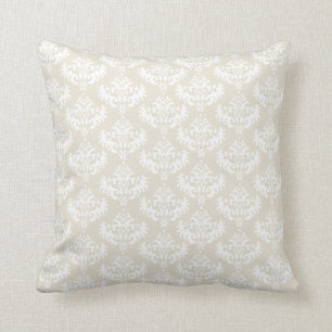 Cream and white damask pillow