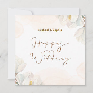 Cream and White Elegant Happy Wedding Card