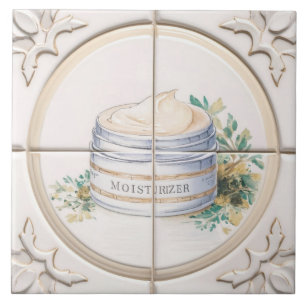 Cream and White Moisturizer Tub Art Funny Bathroom Tile
