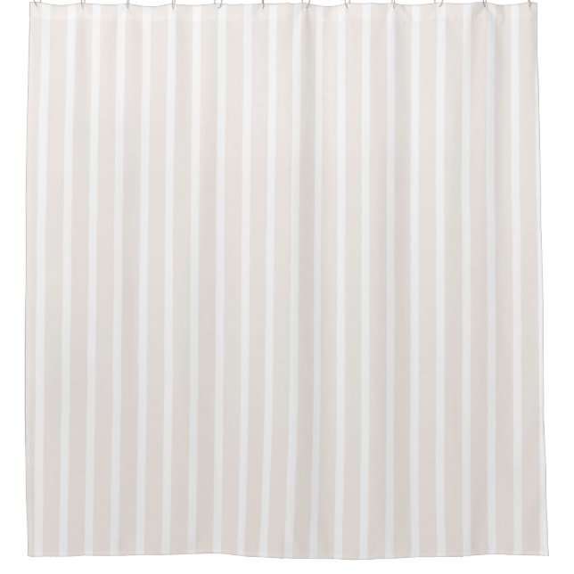 Cream and white Striped Elegant Neutral Stripes Shower Curtain (Front)