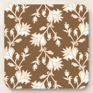 Cream and White Victorian Floral Pattern Coaster