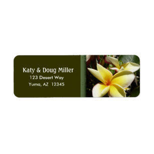Cream and yellow plumeria address labels