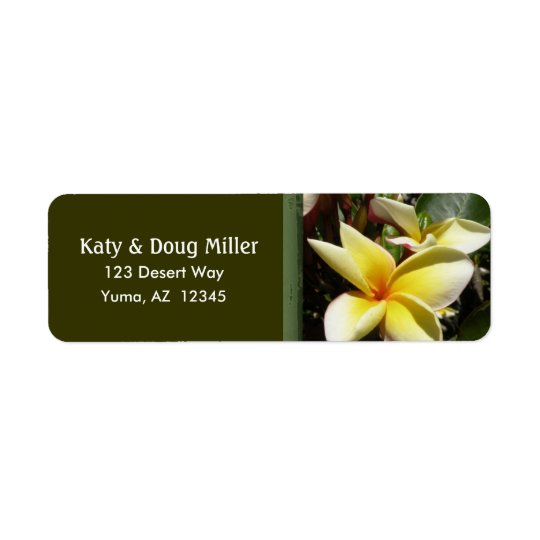 Cream and yellow plumeria address labels