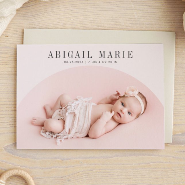 Cream Arch Frame Birth Announcement Card  (Creator Uploaded)