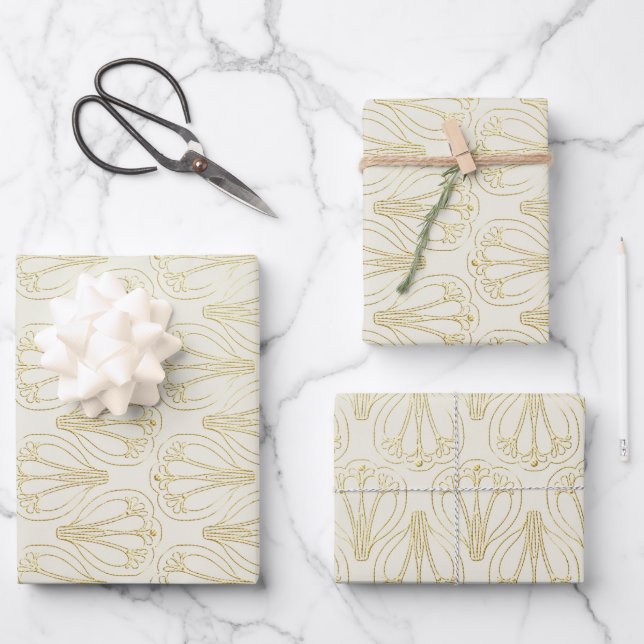 Cream Art Deco   Wrapping Paper Sheet (Front)