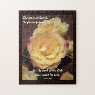 Cream Artwork Rose Bible Verse Puzzle