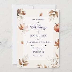 Cream Autumn Harvest Season Wedding Invitation