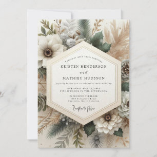 Cream Autumnal Bloom Wedding Invitation