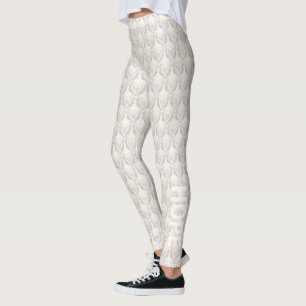 Cream Awareness Ribbon Angel Custom Words Leggings