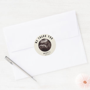 Cream Baby Shower Ultrasound Thank You Classic Round Sticker