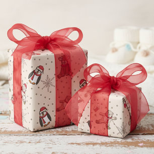 Cream Babys First Christmas Winter Animals Wrapping Paper