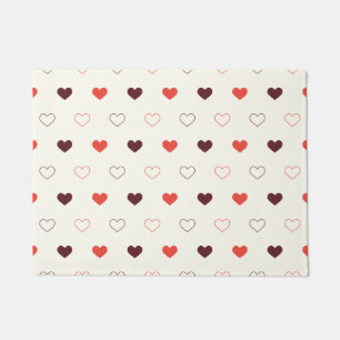 Cream Background with Red & Burgundy Hearts Doormat