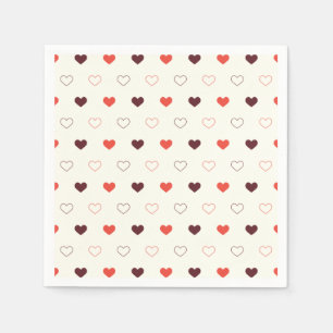Cream Background with Red & Burgundy Hearts Napkin