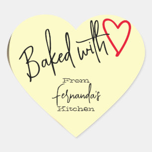 Cream Baked with Love Baking From The Kitchen Of  Heart Sticker