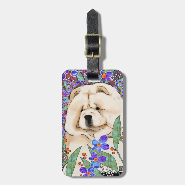 CREAM batik chow luggage tag (Front Vertical)