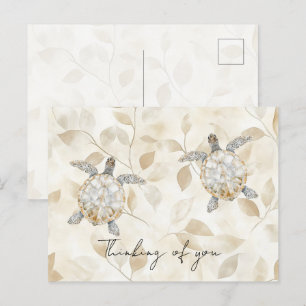 Cream Beach Sea Turtles Thinking of you Postcard