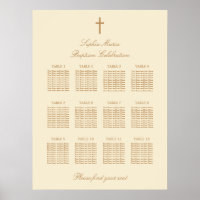 Cream Beige 12 Table Baptism Seating Chart Poster