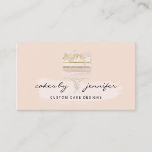 Cream Beige Baker Pastry Patisserie Birthday Cake Business Card