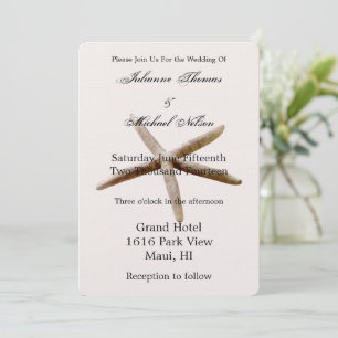 Cream Beige Blush Starfish Beach Invitation