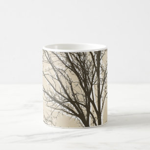 Cream Beige Brown White Tree Branches Coffee Mug