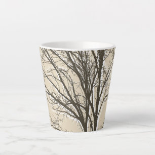 Cream Beige Brown White Tree Branches Latte Mug