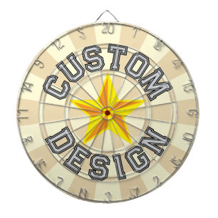 Cream Beige colour Yellow Star and Light Grey Text Dartboard