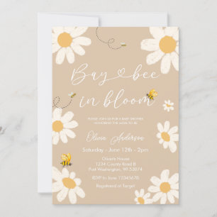 Cream Beige Daisy Bay Bee Baby Shower  Invitation