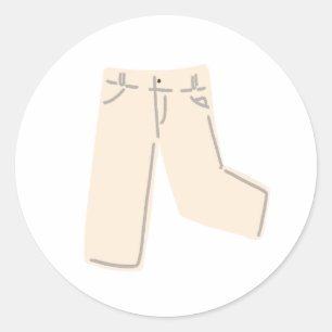 Cream Beige Denim Jeans Hand Drawn Doodle Classic Round Sticker