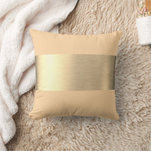 Cream Beige Gold Foil Rustic Faux Cushion