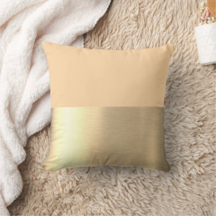 Cream Beige Gold Foil Rustic Faux Cushion