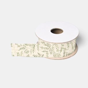 cream beige greenery botanical foliage grosgrain ribbon