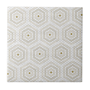 Cream & Beige Hexagon Penny Tile Hex Tile Pattern
