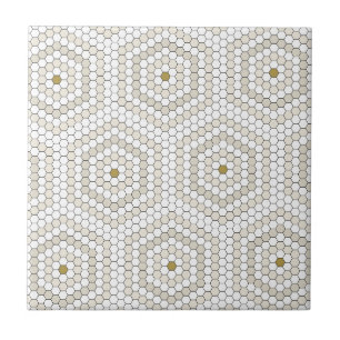 Cream & Beige Hexagon Penny Tile Hex Tile Pattern