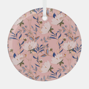 Cream Beige Lilies: Pink Seamless Background Glass Tree Decoration