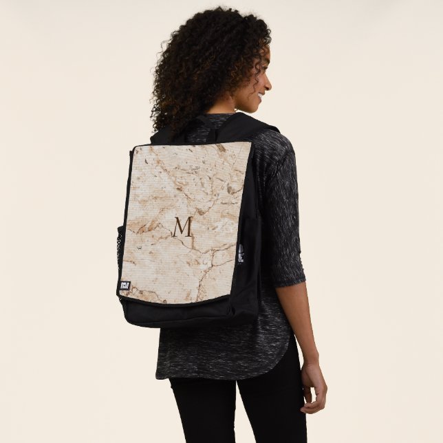 Cream Beige Marbled Backpack (Worn)